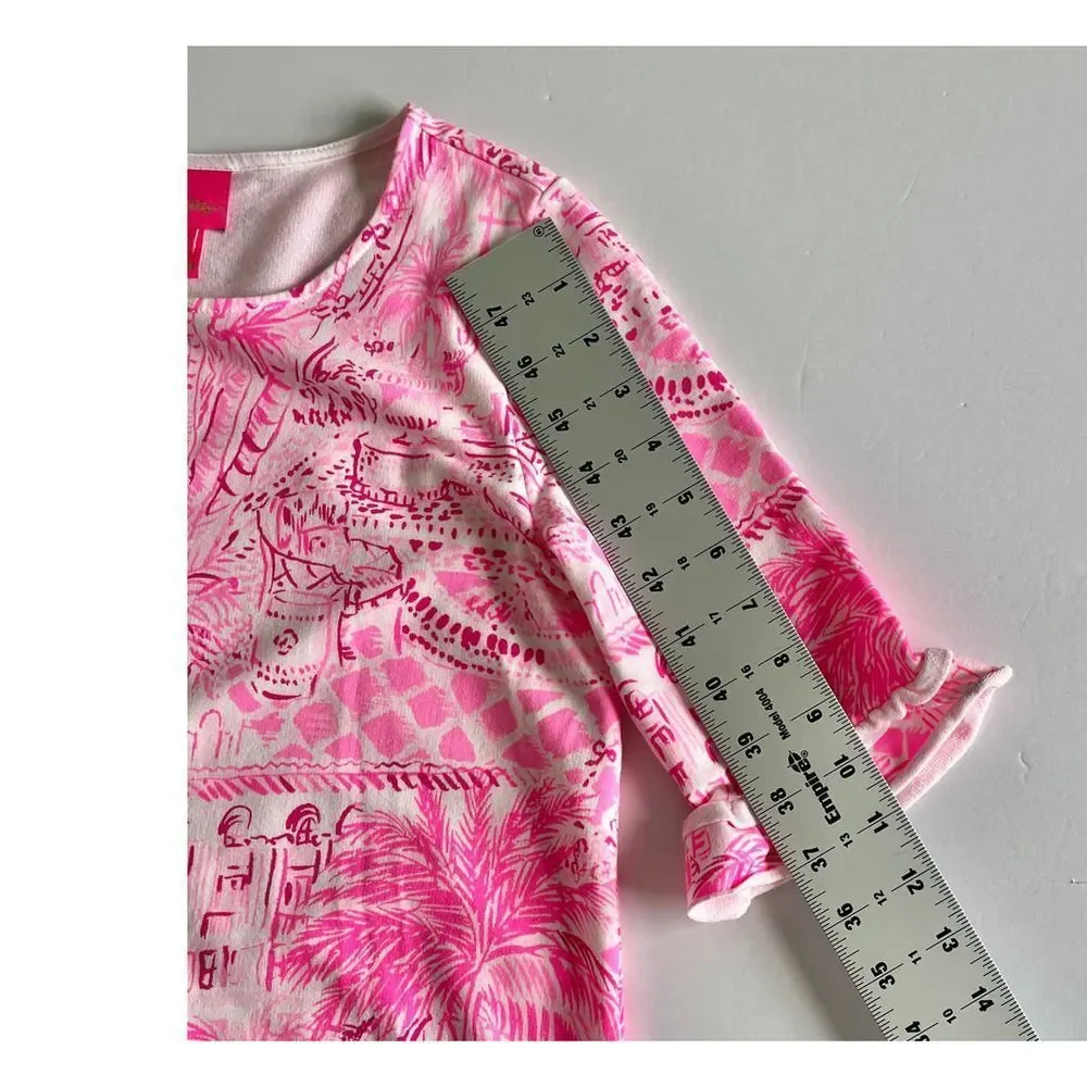 Lilly Pulitzer Kailyn Pink Blossom Palm Beach Paradise Dress Girls Size XL 12-14